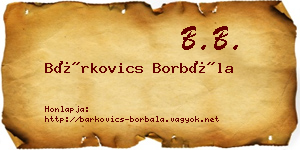 Bárkovics Borbála névjegykártya