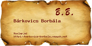 Bárkovics Borbála névjegykártya